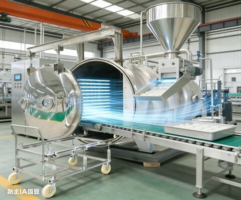 Industrieller Gefriertrockner mit einer Kapazität von 200 kg. Verarbeitung von Massengütern, Pharmazeutika und Premium-Lebensmitteln effizient