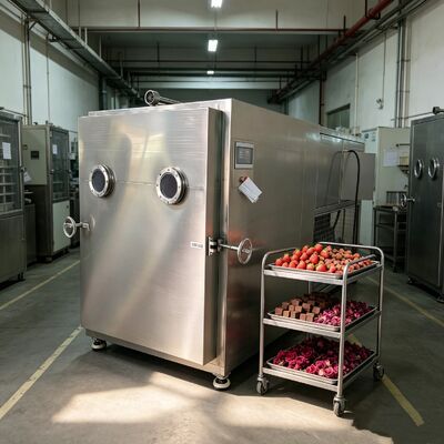 Elektrische Heizung Silizium Gemüse Gefriertrockner Kammer Größe 1800 1700 1300mm Gesamtgröße 3800 1700 2000mm Konzipiert für Gefriertrocknungsverfahren